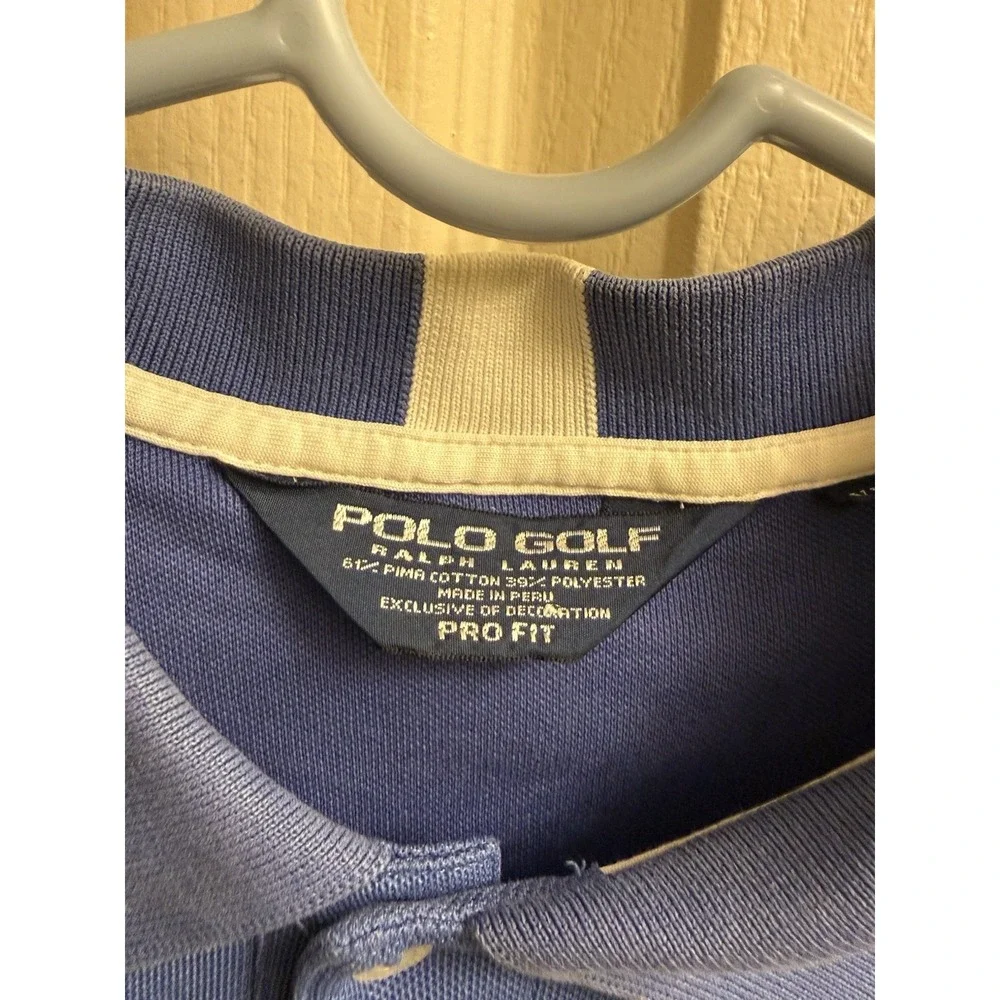 Polo Golf Ralph Lauren Big Pony Blue W/ White‎ Pro Fit 61% Prima Cotton Men 2XL